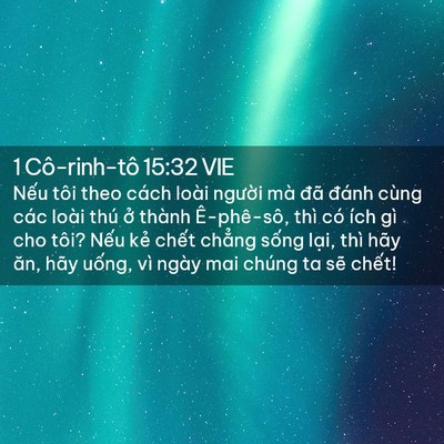 Picture 02 - 1 Cô-rinh-tô 15:32 VIE - Nếu tôi theo cách loài người mà đã - Bible Verse Picture