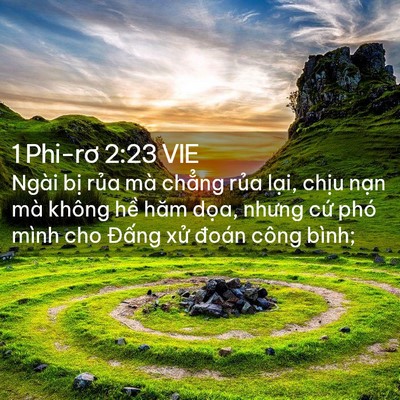 Picture 02 - 1 Phi-rơ 2:23 VIE - Ngài bị rủa mà chẳng rủa lại, chịu - Bible Verse Picture
