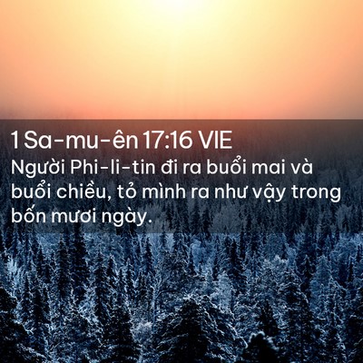 Picture 02 - 1 Sa-mu-ên 17:16 VIE - Người Phi-li-tin đi ra buổi mai và buổi - Bible Verse Picture