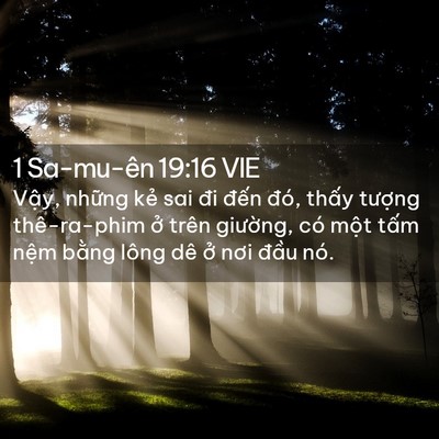 Picture 02 - 1 Sa-mu-ên 19:16 VIE - Vậy, những kẻ sai đi đến đó, thấy - Bible Verse Picture
