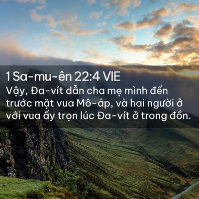 Picture 02 - 1 Sa-mu-ên 22:4 VIE - Vậy, Đa-vít dẫn cha mẹ mình đến - Bible Verse Picture