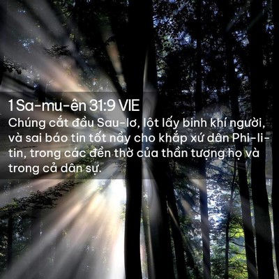 Picture 02 - 1 Sa-mu-ên 31:9 VIE - Chúng cắt đầu Sau-lơ, lột lấy binh - Bible Verse Picture