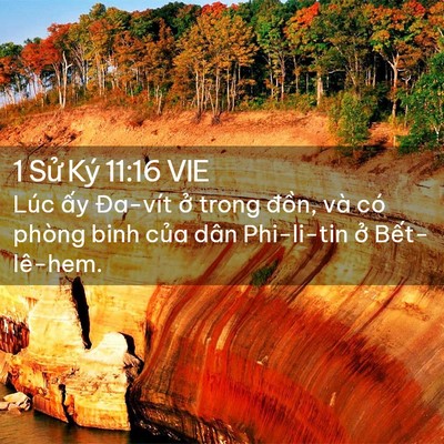 Picture 02 - 1 Sử Ký 11:16 VIE - Lúc ấy Đa-vít ở trong đồn, và có - Bible Verse Picture
