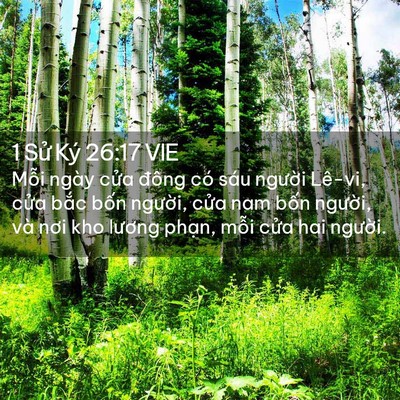 Picture 02 - 1 Sử Ký 26:17 VIE - Mỗi ngày cửa đông có sáu người - Bible Verse Picture