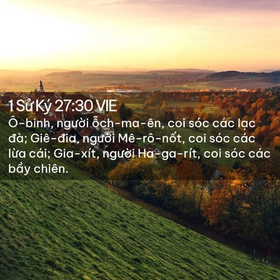 Picture 02 - 1 Sử Ký 27:30 VIE - Ô-binh, người ỗch-ma-ên, coi sóc các - Bible Verse Picture