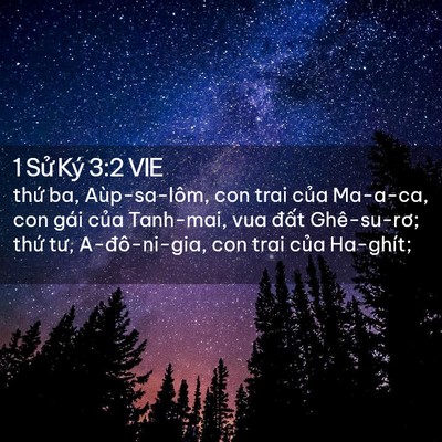 Picture 02 - 1 Sử Ký 3:2 VIE - thứ ba, Aùp-sa-lôm, con trai của Ma-a-ca, - Bible Verse Picture