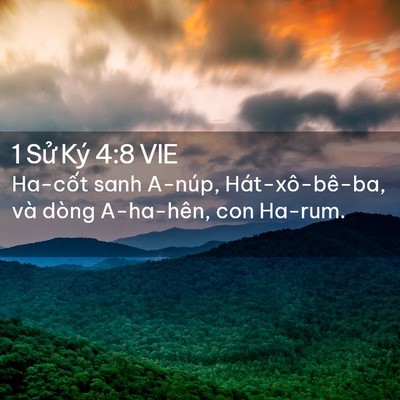 Picture 02 - 1 Sử Ký 4:8 VIE - Ha-cốt sanh A-núp, Hát-xô-bê-ba, và dòng - Bible Verse Picture