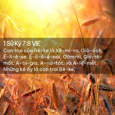 Picture 02 - 1 Sử Ký 7:8 VIE - Con trai của Bê-ke là Xê-mi-ra, Giô-ách, - Bible Verse Picture