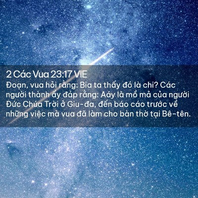 Picture 02 - 2 Các Vua 23:17 VIE - Đoạn, vua hỏi rằng: Bia ta thấy đó là - Bible Verse Picture