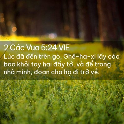 Picture 02 - 2 Các Vua 5:24 VIE - Lúc đã đến trên gò, Ghê-ha-xi lấy các - Bible Verse Picture