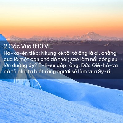 Picture 02 - 2 Các Vua 8:13 VIE - Ha-xa-ên tiếp: Nhưng kẻ tôi tớ ông là - Bible Verse Picture