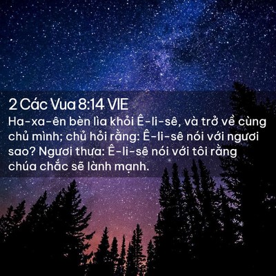 Picture 02 - 2 Các Vua 8:14 VIE - Ha-xa-ên bèn lìa khỏi Ê-li-sê, và trở - Bible Verse Picture