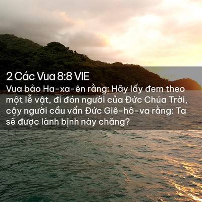 Picture 02 - 2 Các Vua 8:8 VIE - Vua bảo Ha-xa-ên rằng: Hãy lấy đem theo - Bible Verse Picture
