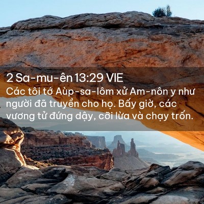 Picture 02 - 2 Sa-mu-ên 13:29 VIE - Các tôi tớ Aùp-sa-lôm xử Am-nôn y như - Bible Verse Picture