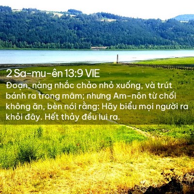 Picture 02 - 2 Sa-mu-ên 13:9 VIE - Đoạn, nàng nhắc chảo nhỏ xuống, và - Bible Verse Picture