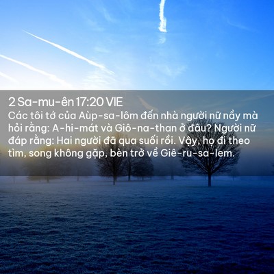 Picture 02 - 2 Sa-mu-ên 17:20 VIE - Các tôi tớ của Aùp-sa-lôm đến nhà - Bible Verse Picture