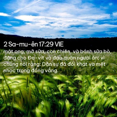 Picture 02 - 2 Sa-mu-ên 17:29 VIE - mật ong, mỡ sữa, con chiên, và bánh - Bible Verse Picture