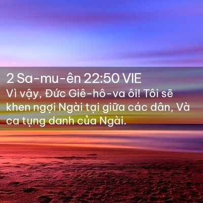 Picture 02 - 2 Sa-mu-ên 22:50 VIE - Vì vậy, Đức Giê-hô-va ôi! Tôi sẽ khen - Bible Verse Picture