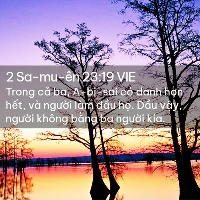 Picture 02 - 2 Sa-mu-ên 23:19 VIE - Trong cả ba, A-bi-sai có danh hơn hết, và - Bible Verse Picture