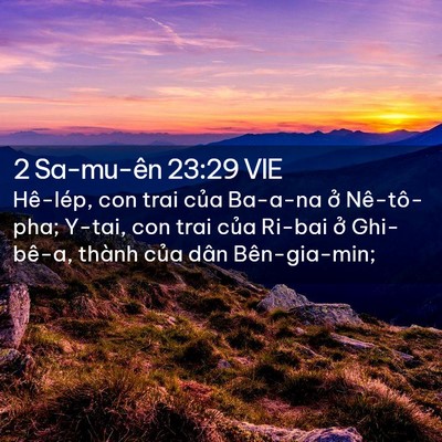 Picture 02 - 2 Sa-mu-ên 23:29 VIE - Hê-lép, con trai của Ba-a-na ở Nê-tô-pha; - Bible Verse Picture
