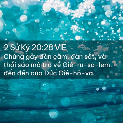 Picture 02 - 2 Sử Ký 20:28 VIE - Chúng gảy đàn cầm, đàn sắt, và thổi - Bible Verse Picture