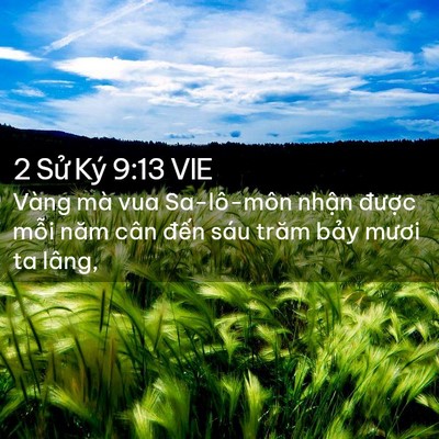 Picture 02 - 2 Sử Ký 9:13 VIE - Vàng mà vua Sa-lô-môn nhận được mỗi - Bible Verse Picture