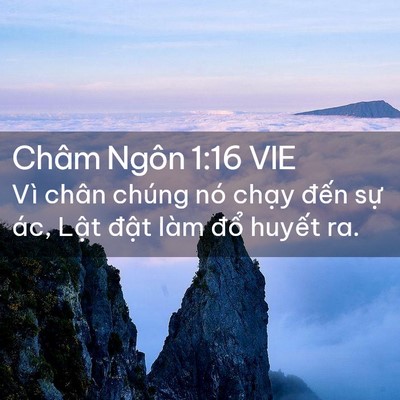 Picture 02 - Châm Ngôn 1:16 VIE - Vì chân chúng nó chạy đến sự ác, - Bible Verse Picture