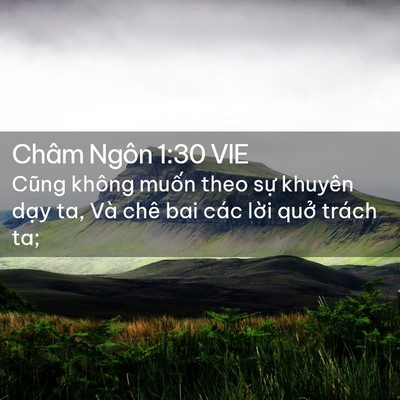 Picture 02 - Châm Ngôn 1:30 VIE - Cũng không muốn theo sự khuyên dạy ta, - Bible Verse Picture