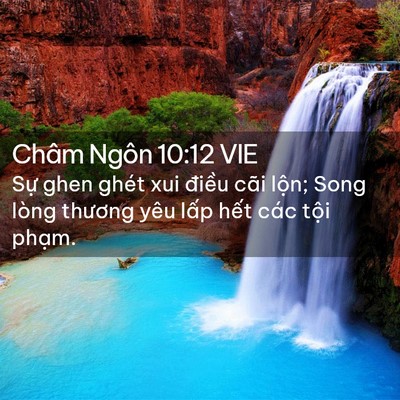 Picture 02 - Châm Ngôn 10:12 VIE - Sự ghen ghét xui điều cãi lộn; Song - Bible Verse Picture