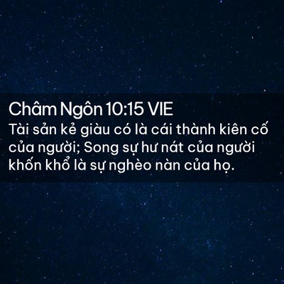 Picture 02 - Châm Ngôn 10:15 VIE - Tài sản kẻ giàu có là cái thành kiên - Bible Verse Picture