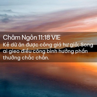 Picture 02 - Châm Ngôn 11:18 VIE - Kẻ dữ ăn được công giá hư giả; Song - Bible Verse Picture