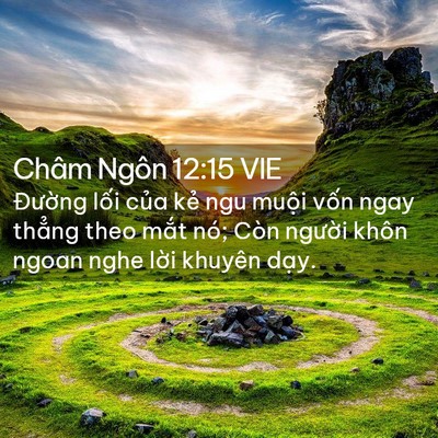 Picture 02 - Châm Ngôn 12:15 VIE - Đường lối của kẻ ngu muội vốn ngay - Bible Verse Picture