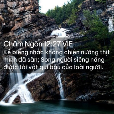 Picture 02 - Châm Ngôn 12:27 VIE - Kẻ biếng nhác không chiên nướng thịt - Bible Verse Picture