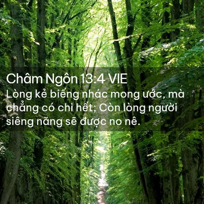 Picture 02 - Châm Ngôn 13:4 VIE - Lòng kẻ biếng nhác mong ước, mà chẳng - Bible Verse Picture