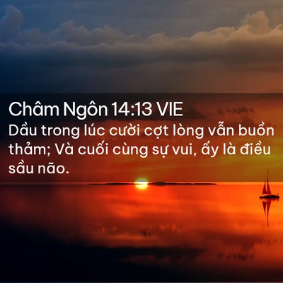 Picture 02 - Châm Ngôn 14:13 VIE - Dầu trong lúc cười cợt lòng vẫn buồn - Bible Verse Picture