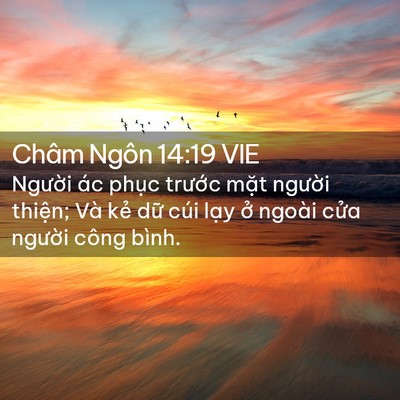 Picture 02 - Châm Ngôn 14:19 VIE - Người ác phục trước mặt người - Bible Verse Picture