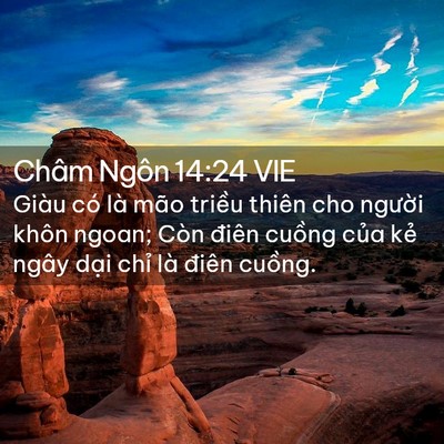 Picture 02 - Châm Ngôn 14:24 VIE - Giàu có là mão triều thiên cho người - Bible Verse Picture