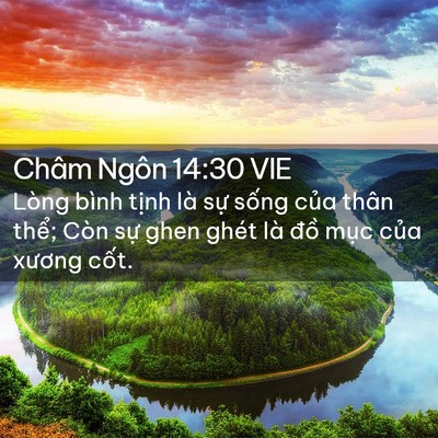 Picture 02 - Châm Ngôn 14:30 VIE - Lòng bình tịnh là sự sống của thân - Bible Verse Picture