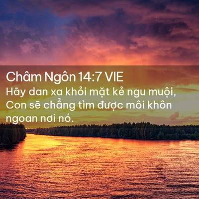 Picture 02 - Châm Ngôn 14:7 VIE - Hãy dan xa khỏi mặt kẻ ngu muội, Con - Bible Verse Picture