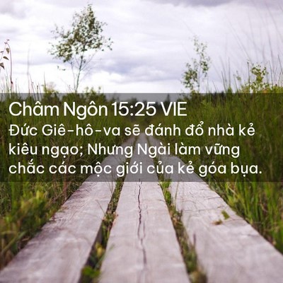 Picture 02 - Châm Ngôn 15:25 VIE - Đức Giê-hô-va sẽ đánh đổ nhà kẻ - Bible Verse Picture