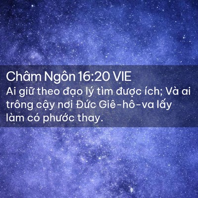 Picture 02 - Châm Ngôn 16:20 VIE - Ai giữ theo đạo lý tìm được ích; Và - Bible Verse Picture