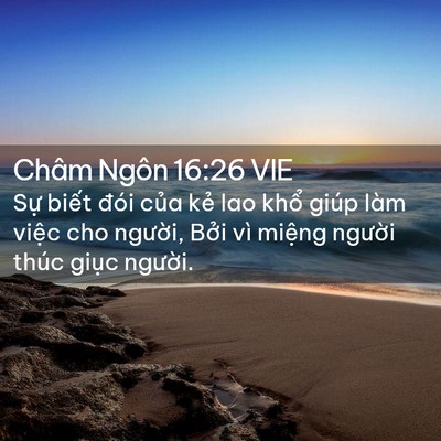 Picture 02 - Châm Ngôn 16:26 VIE - Sự biết đói của kẻ lao khổ giúp làm - Bible Verse Picture