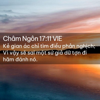 Picture 02 - Châm Ngôn 17:11 VIE - Kẻ gian ác chỉ tìm điều phản nghịch; - Bible Verse Picture