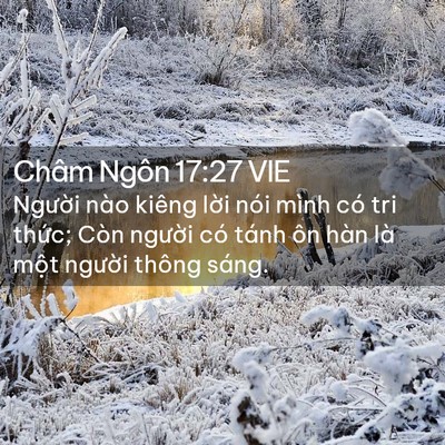 Picture 02 - Châm Ngôn 17:27 VIE - Người nào kiêng lời nói mình có tri - Bible Verse Picture