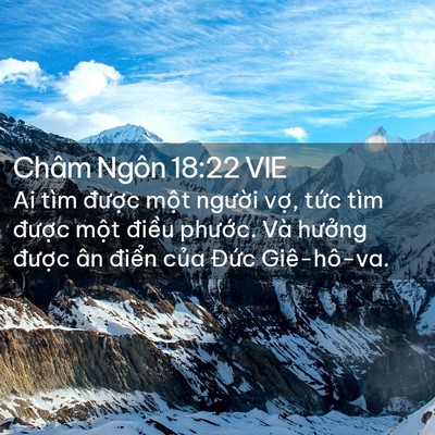 Picture 02 - Châm Ngôn 18:22 VIE - Ai tìm được một người vợ, tức tìm - Bible Verse Picture