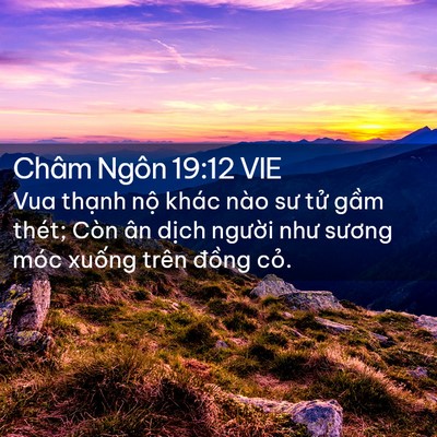 Picture 02 - Châm Ngôn 19:12 VIE - Vua thạnh nộ khác nào sư tử gầm thét; - Bible Verse Picture