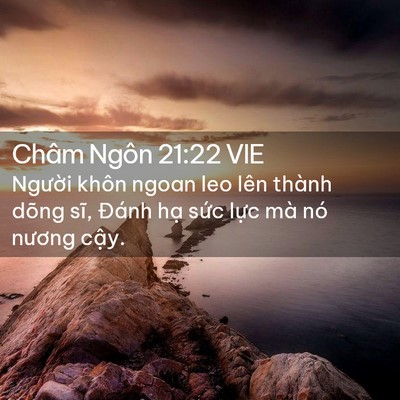 Picture 02 - Châm Ngôn 21:22 VIE - Người khôn ngoan leo lên thành dõng sĩ, - Bible Verse Picture