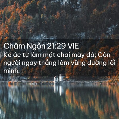 Picture 02 - Châm Ngôn 21:29 VIE - Kẻ ác tự làm mặt chai mày đá; Còn - Bible Verse Picture