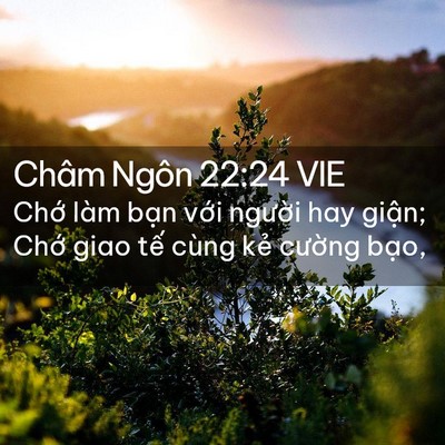 Picture 02 - Châm Ngôn 22:24 VIE - Chớ làm bạn với người hay giận; Chớ - Bible Verse Picture