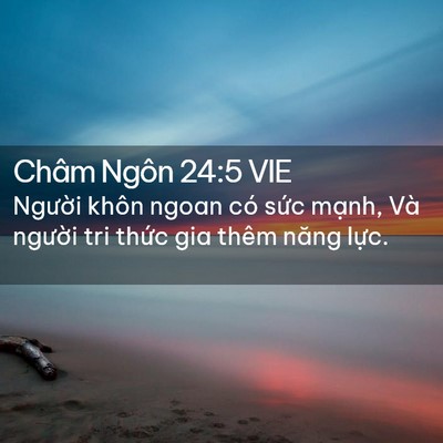 Picture 02 - Châm Ngôn 24:5 VIE - Người khôn ngoan có sức mạnh, Và - Bible Verse Picture